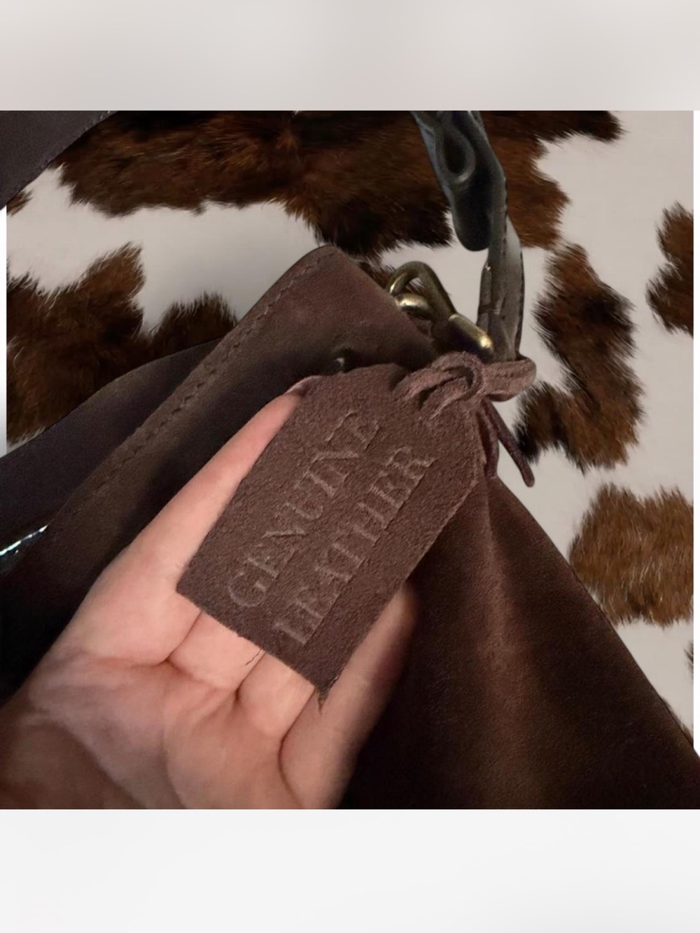 Brown Suede Drawstring Shoulder Bag - Picture 3 of 6